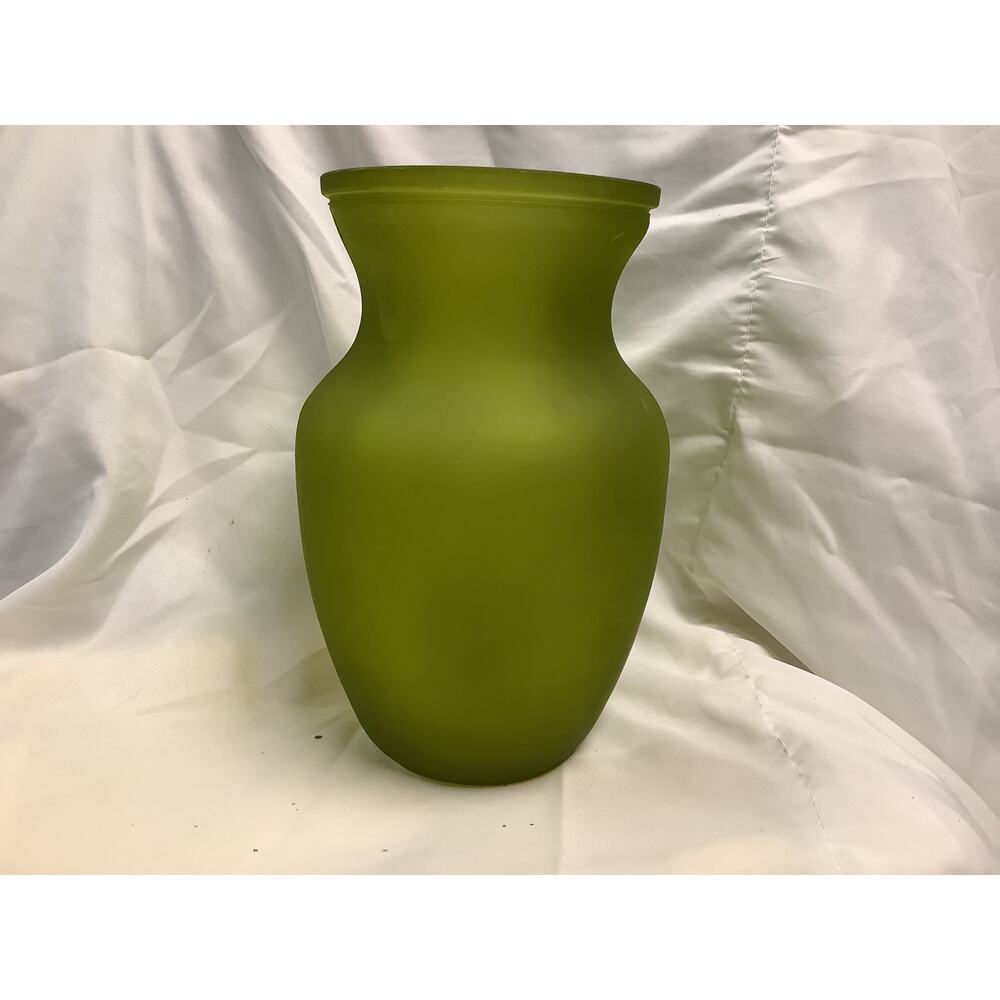 Light Green Frosted Glass Vase 8"